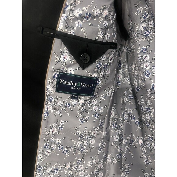 Paisley & Gray Men's Slim Fit Blue Floral Suit Blazer Tuxedo Jacket Size 38R - Picture 12 of 16